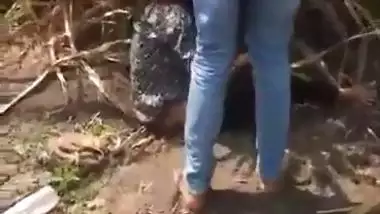 Indian outdoor sex of a guy and his GF in the bushes