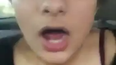 A nude Indian babe drinks her lover’s cum in the car