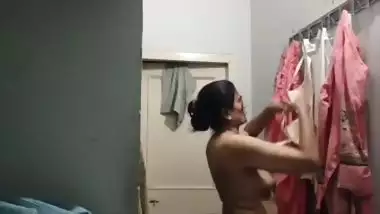 Mom changing dress caught on camera by horny son