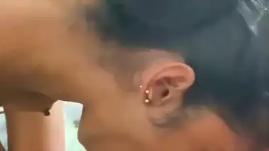 Slim wife licking dick and blowjob like a pro slut