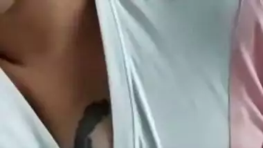 Tattooed breasts Indian girl showing boob on video call