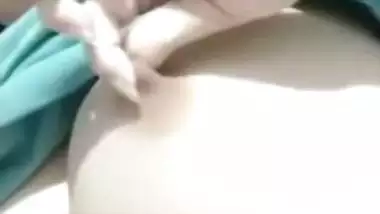 Cute girl huge boobs playing viral selfie video