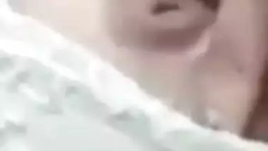 Cute expression during topless boobs show by Indian girl