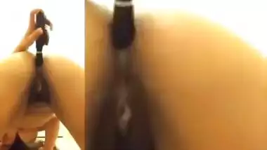 Hindi sex movie scene of an non-professional legal age teenager making a video while masturbating