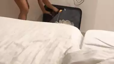 Wife in hotel room during honeymoon walks nude