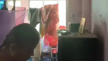 Milk tanker mom removing nighty in living room