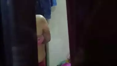 Sexy ass mom dress change caught by son from next room
