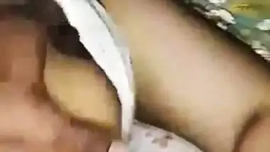 Lover presses his sleeping GF’s big boobs